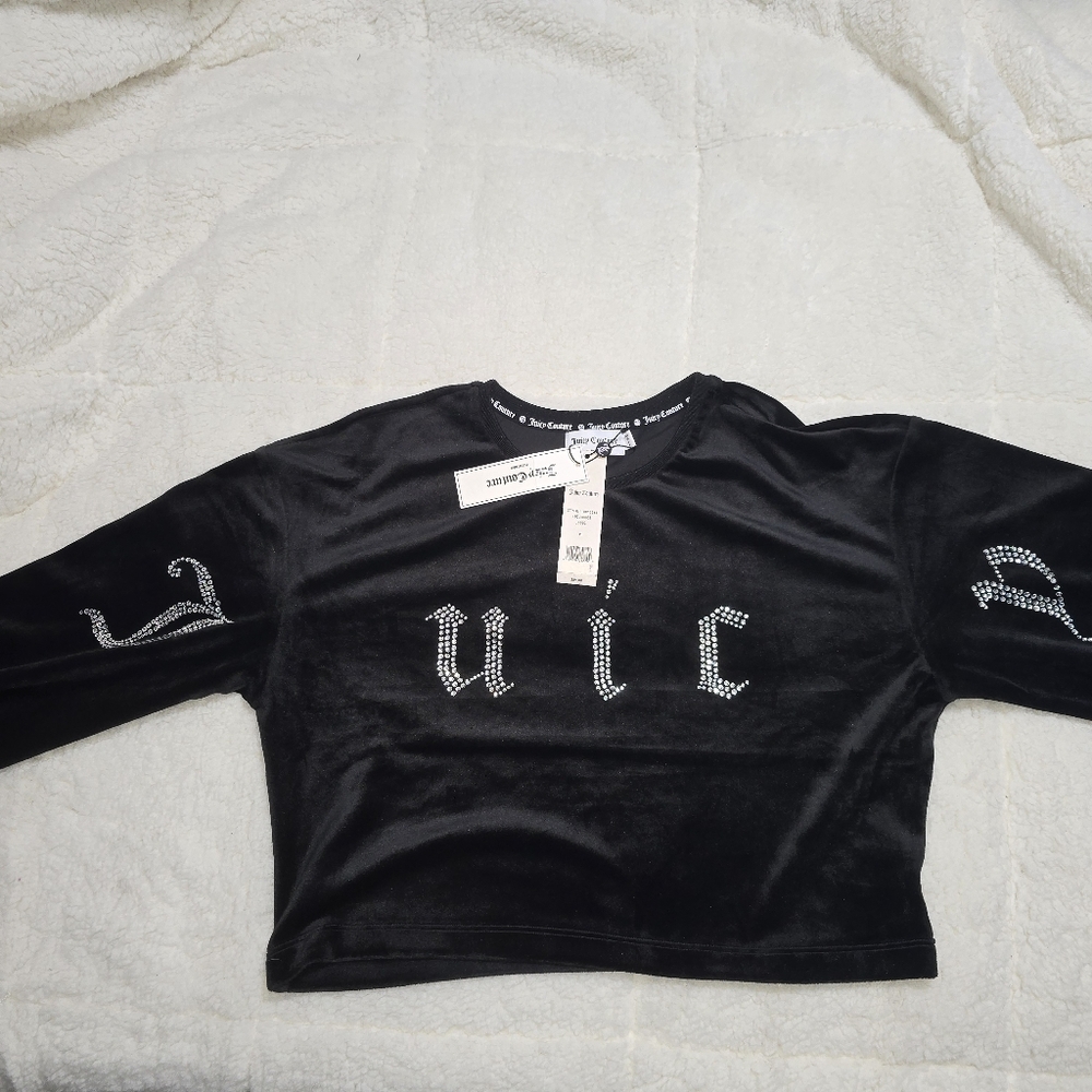 Brand New With Tags Juicy Couture Black Velvet Long Sleeve